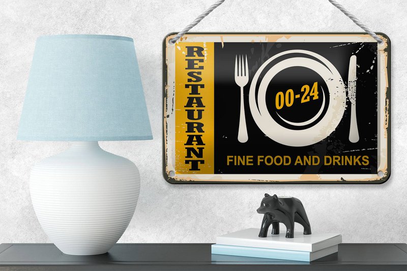 Tin Sign Retro 18x12cm Restaurant Food Fine Food Drinks Decoration