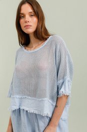 Gennembrudt bomuldsbluse og hørbund REF. 11932