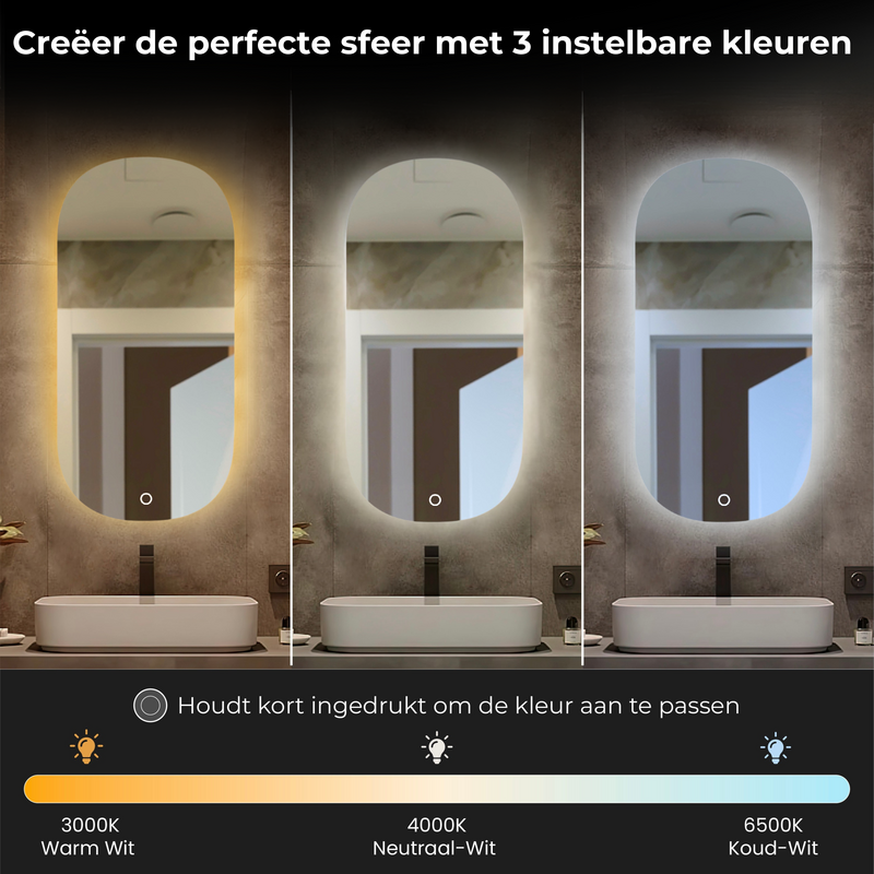 Miroir de salle de bain LED Lumire Ray ovale 45x100 cm
