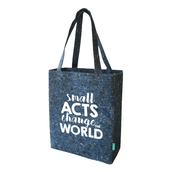 Recycled Jeans Shoulder Bag with text