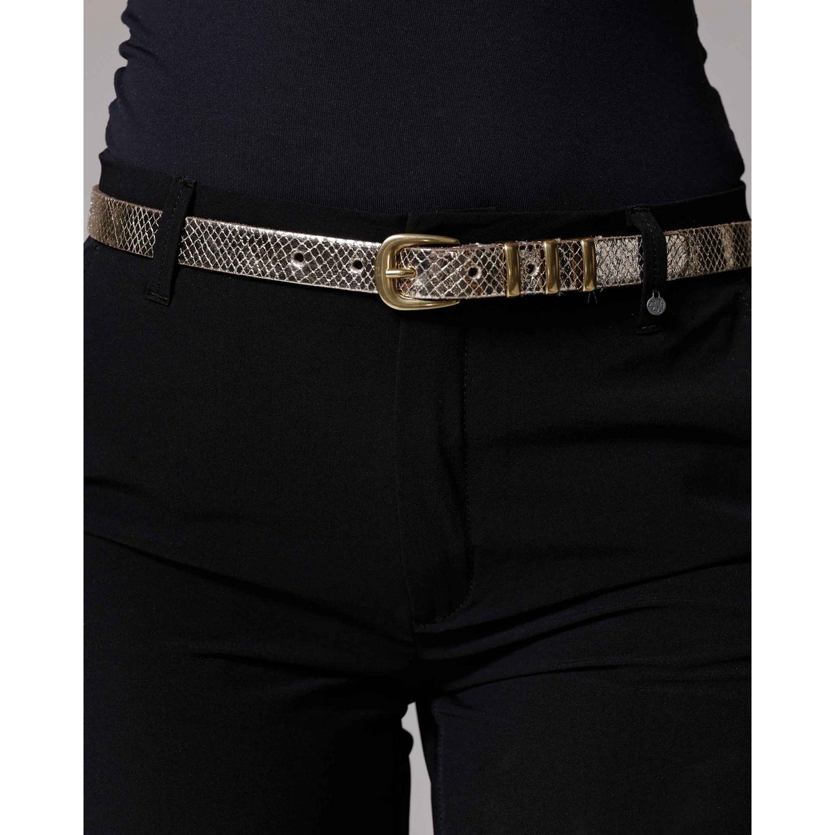 MIRA | Embossed Leather Belt with Triple-Ring Buckle