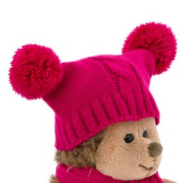 Weiches Spielzeug, Leben - flauschiger Hedgehog in Double -Pompon -Hut (18 cm)