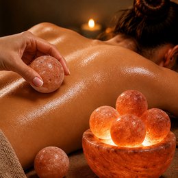 Himalaya-Salzkristalllampe – 4 Massagekugeln 2 kg – Naturmaterial – Geschenk- und Dekorationsidee