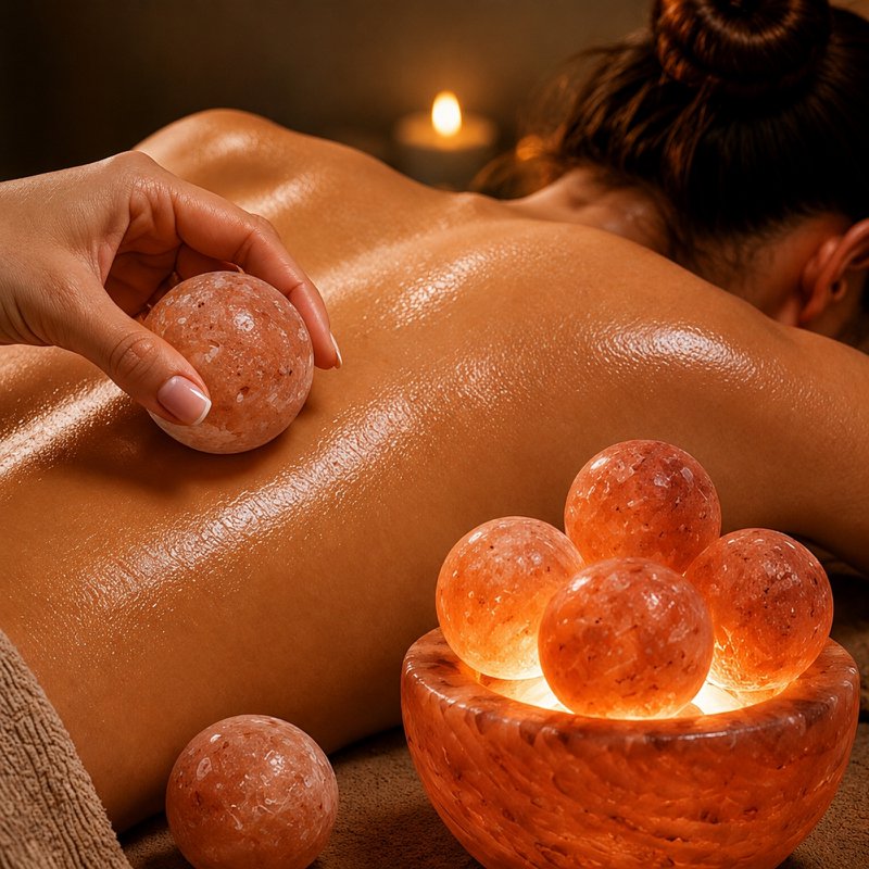 Himalaya-Salzkristalllampe – 4 Massagekugeln 2 kg – Naturmaterial – Geschenk- und Dekorationsidee