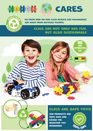 Clics building blocks– DURABLE TOYS made of RECYCLED PLASTIC (Made in Belgium)- Glitter building set 8 in 1
