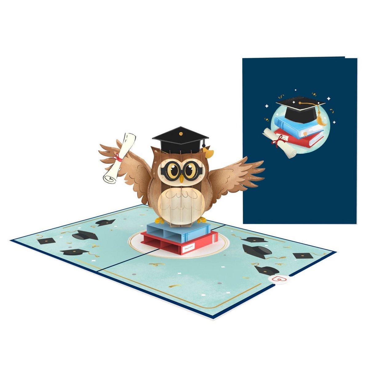 Owl with mortarboard pop-up card