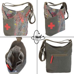 Sunsa Damen Umhängetasche. Hobo Tasche aus Canvas/Leinwand. Groß Vintage Stil Crossbody Bag. Jede Vegane Schultertasche ist Unikat.