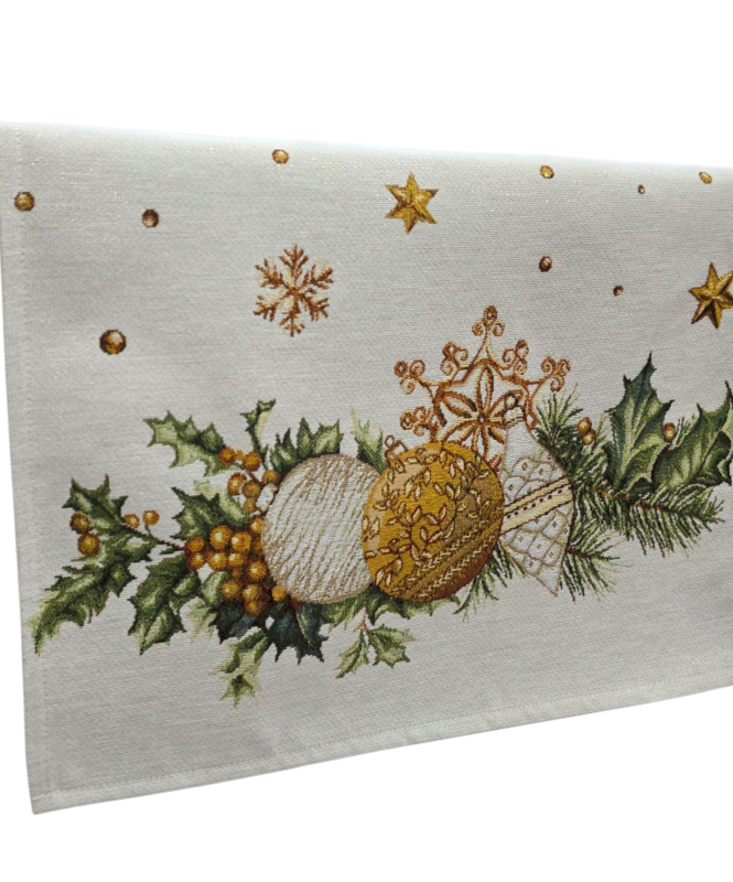 Loper Natalizio Gold Holly Lurex in Gobelin-kopie