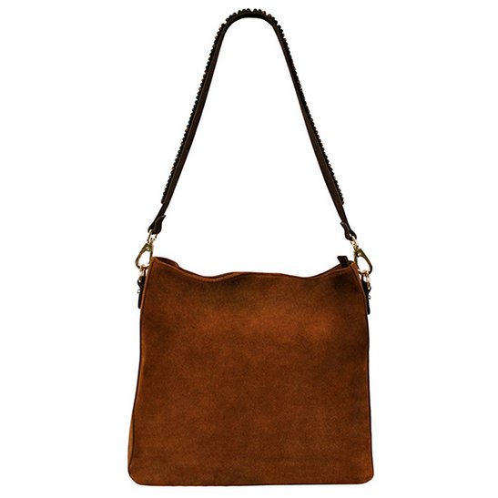 BOHO IBIZA BAG - Tracolla Tiger Turchese (70cm) + Borsa in pelle scamosciata (Cognac)