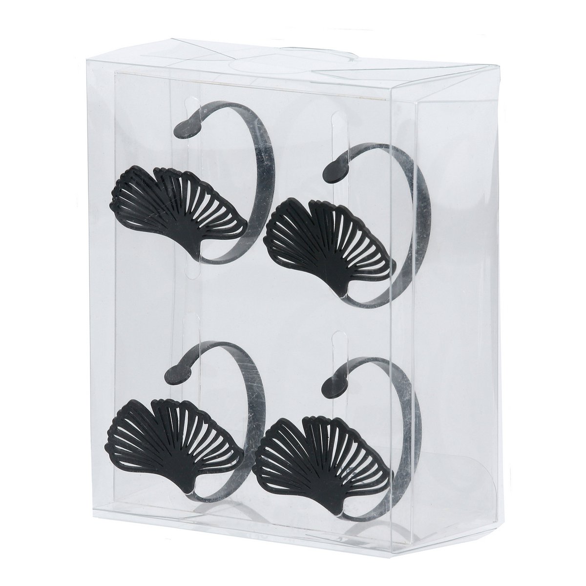 4Tlg. Set Servettenring Ginkgo 2-Sort. Gold colors, black, ve 6