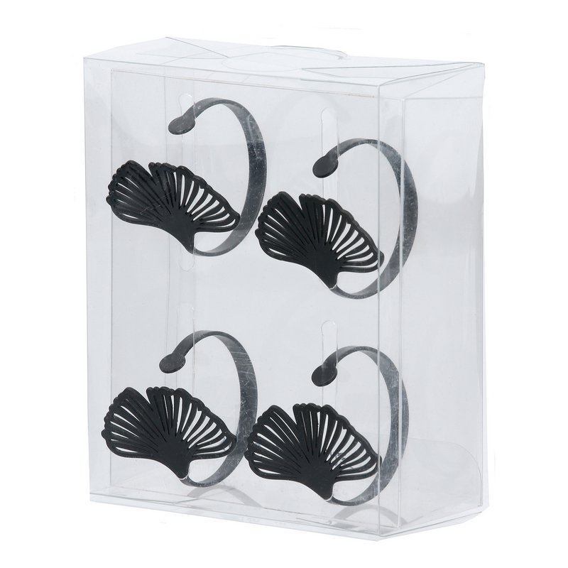 4Tlg. Set Servettenring Ginkgo 2-Sort. Gold colors, black, ve 6