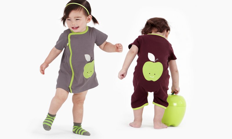 Zip-Up Apple Applique Pocket Dress