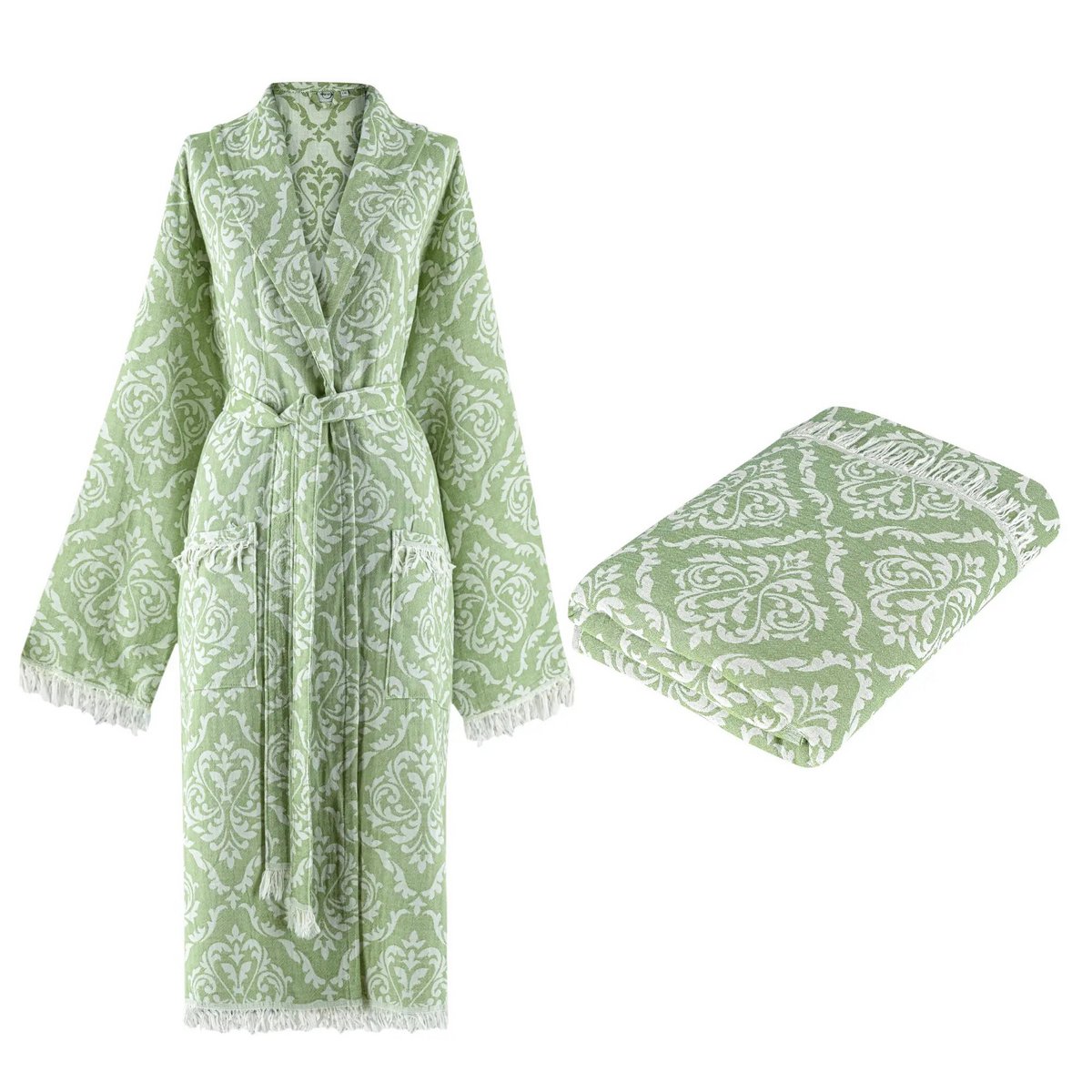 Barok Bathrobe and Turkish Towel Set