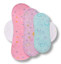 Genanvendelig klud menstruationspuder 3 -pack (S, M, L) - Hvide vinger