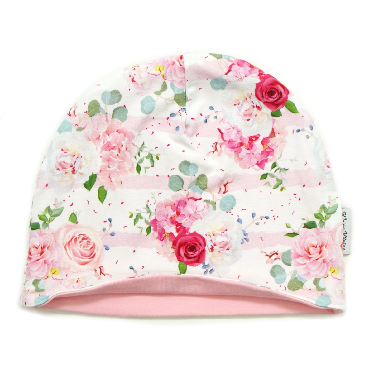Gorro de Reyes Magos niños niñas beanie modelo flores Pastel Flowers, rosa suave
