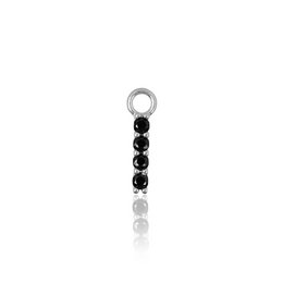 Silver-toned pendant with a row of black zircon stones, suitable for drop earrings.