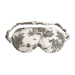 Gray toile de Jouy patterned sleep mask with soft, comfortable fabric.