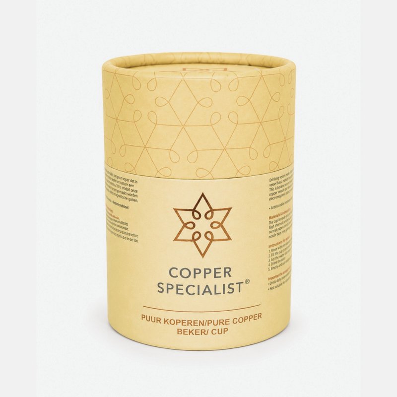Puur koperen beker bloempatroon rand – 300 ml/105 g (zware uitvoering, in luxe geschenkverpakking)