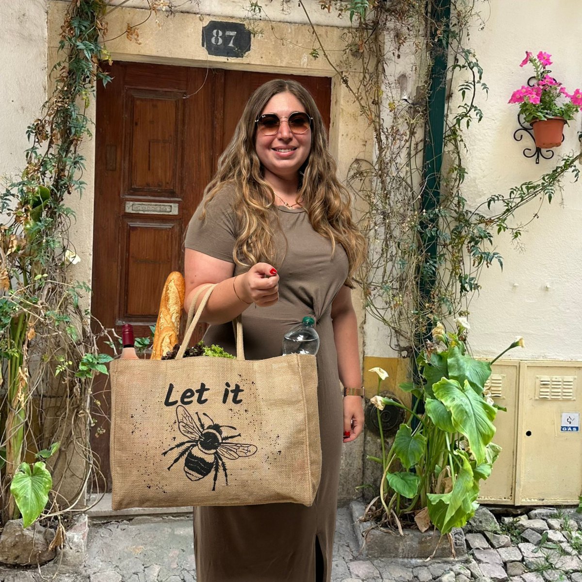 Domelo jute bag shopping bag. Jute shopper bag. Large water-repellent shopping basket/beach bag. Bathing bag XXL/shopping bag gifts for women.