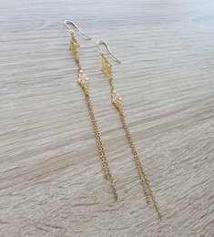 Long-length 18K gold plated double link earrings