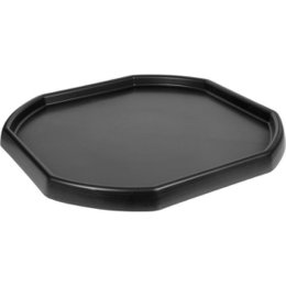 A black, octagonal sensory tuff spot with a textured surface for tactile exploration and sensory play.