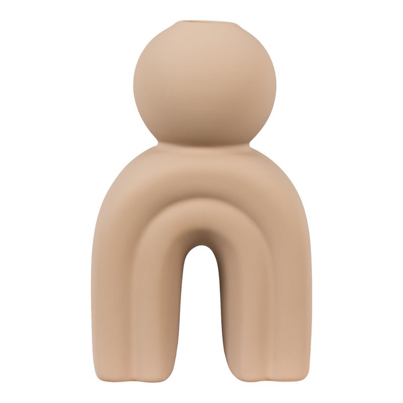 Candle Holder - Stoneware, Brown - 10.5x6.5x17 cm
