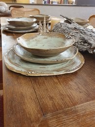 Dessert plate, crockery, handmade, stoneware, unique, plate, diameter approx. 16 cm, creamy white, matt