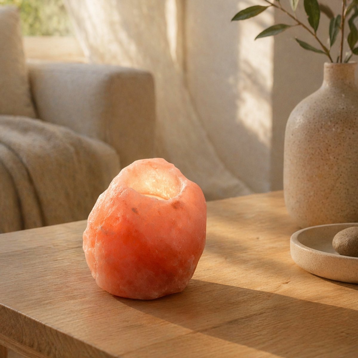 Himalayan salt candle holder - For CHAUTER CHAUTER - RADS 500G format - Gift idea - Original decoration object