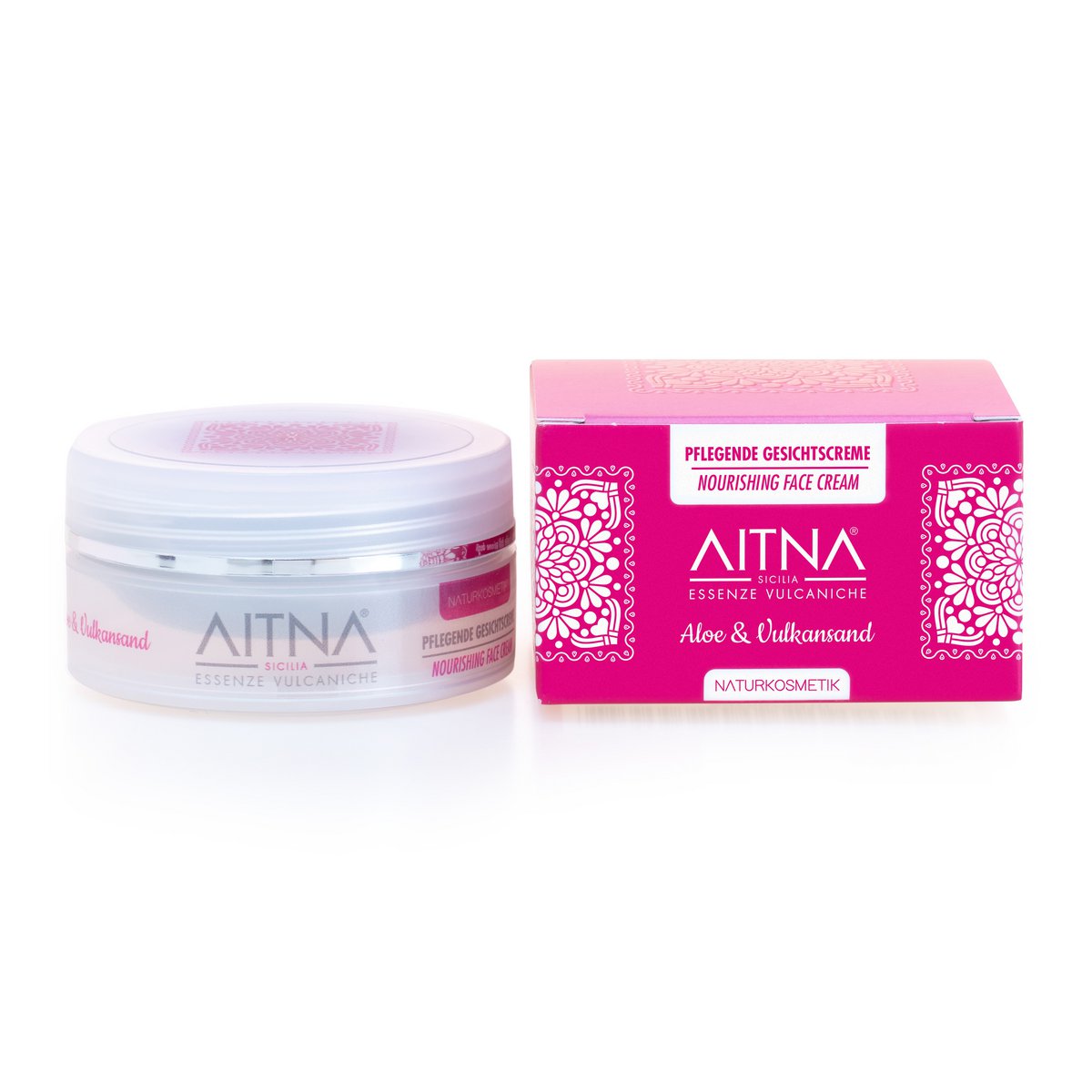 Aitna CREMA FACIAL nutritiva antiedad COSMÉTICA NATURAL Aloe y arena volcánica - Made in Italy, 50ml