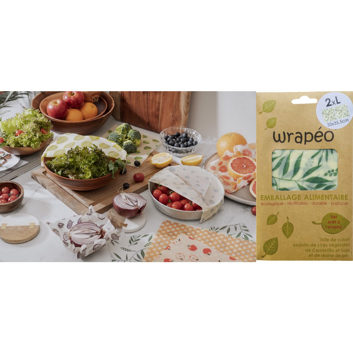 wrapéo vegetable waxes - set of 2 L - 33x33.5 cm