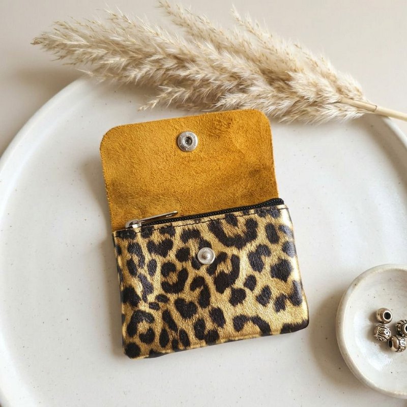 Mini pung metallisk leopard