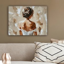 Lærredsmaleri - vægdekoration - grøn - moderne - abstrakt - guld