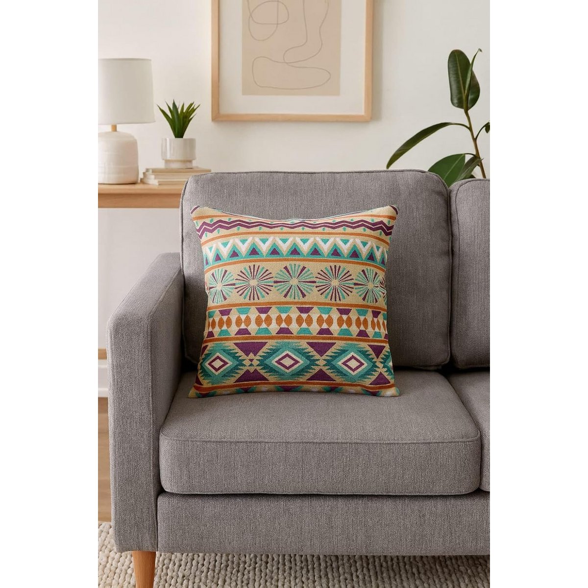 Fodera per cuscino | Coperta decorativa stampata in iuta | 46x46 cm
