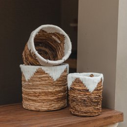 Lille søgræskurv MENIK | Plantekurv | Vævet Boho kurv | Plantekasse | Rund blomsterkurv | Macrame kurv