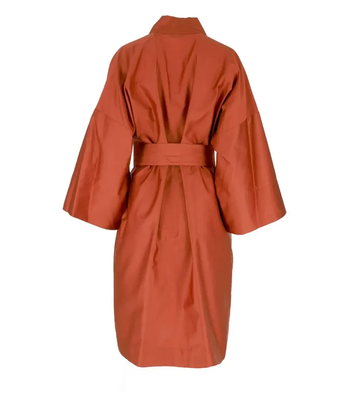 Satin kimono badekåbe Solid Terracotta