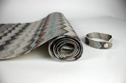 Tunk Runner Zigzag Pattern Blue Grey 150 cm in pelle sintetica
