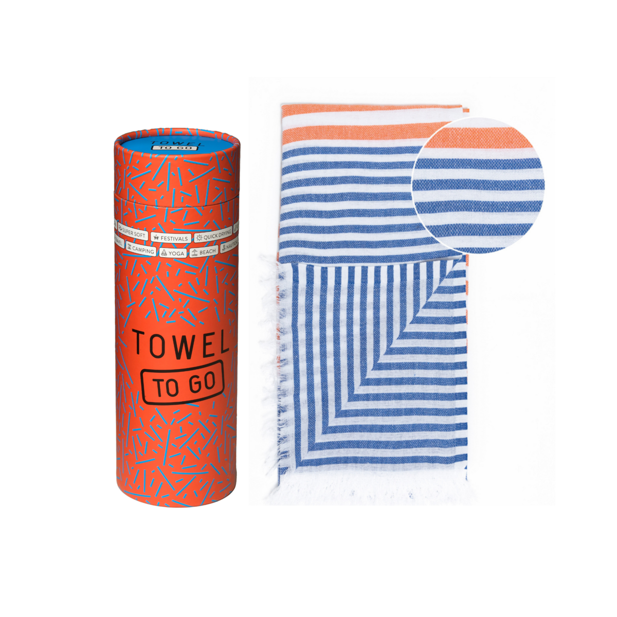 HANDDOEK TO GO BALI Katoenen strandlaken 180x100 cm | Spa-saunahanddoek | Koninklijk / Oranje | met geschenkdoos