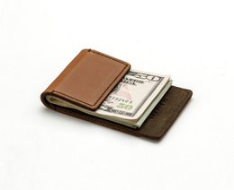 Pinza para billetes de piel con tarjetero integrado