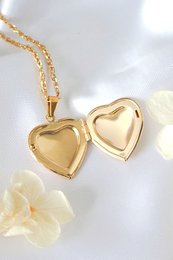 24K Mirror CZ Heart Locket Necklace