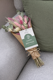 Kleiner Trockenblumenstrauß mit Karte - Happy Birthday