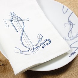 maritime half-linen napkin anchor