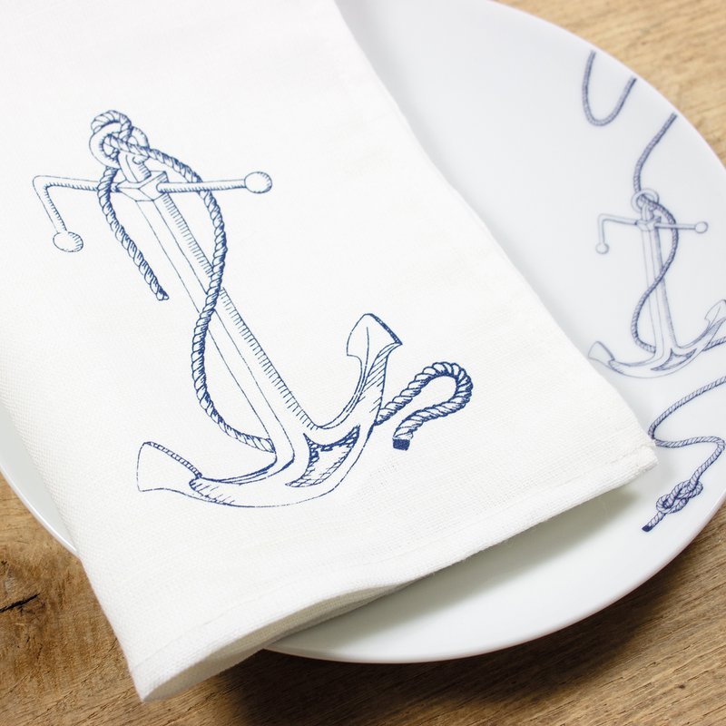 maritime half-linen napkin anchor