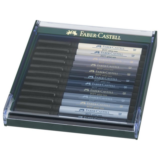 Zeichenmarker FC Pitt Artist Pen Pinselset 12 Stück Graustufen