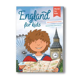A children's book about England, featuring illustrations of iconic British landmarks and a young boy exploring the country.