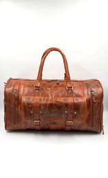 Håndlavet marokkansk rejsetaske i læder – Artisan 6-lommers "Brick Brown" duffel med dedikeret skorum