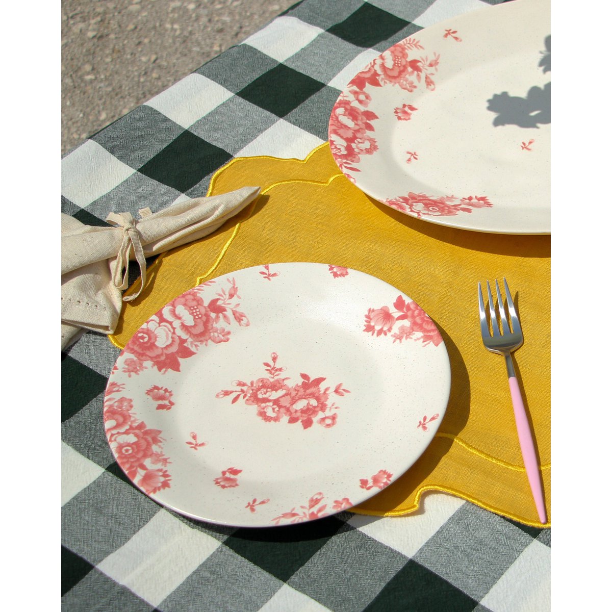Plaque de dessert fleurs vintage rose
