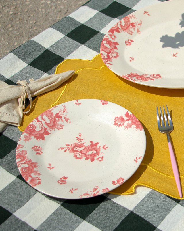 Dessert Plate Vintage Flowers Pink