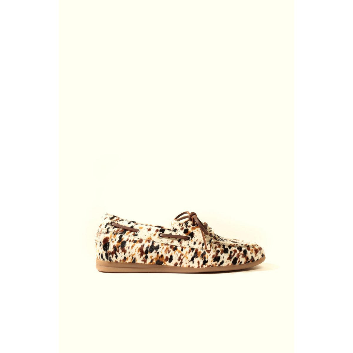 KAI COW PRINT – Leren bootschoenen met haar erop