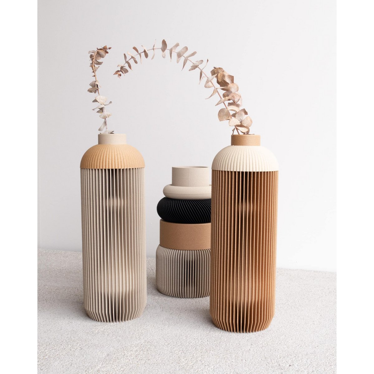 Onde Vase - Natural Wood and Mist White