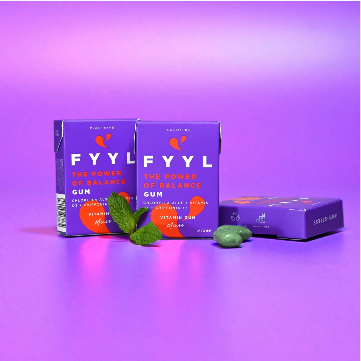 FYYL GUM - THE POWER OF BALANCE - 20 chewing gum boxes per pack - natural chewing gum